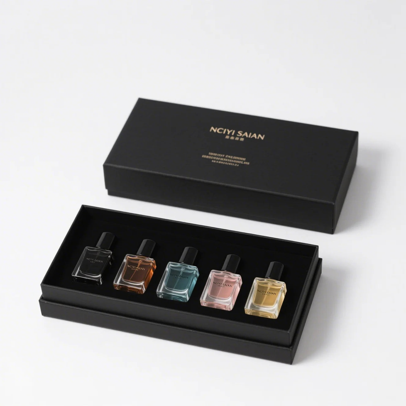 Custom Gold Foil Printed Luxury Makeup Packaging Black Cosmetic Box Specialty Paper for Nail Polish Oil Face Cream High-End