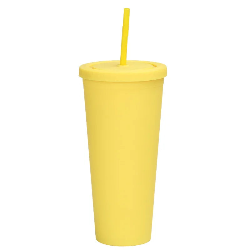 Wholesale plastic Customized Insulated Double Wall Ice Tumbler straw Cups with Lid and Straw 500ml