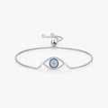 Luxury Style Braided Chain Link for Women Anniversary Gift 925 Sterling Silver Big Blue Evil Eyes Vintage Adjustable Bracelet