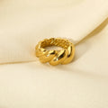 Fashion Retro Titanium Steel Ring Personalized Design 18K Gold Croissant Ring Jewelry Women's Chunky Ring No Fade