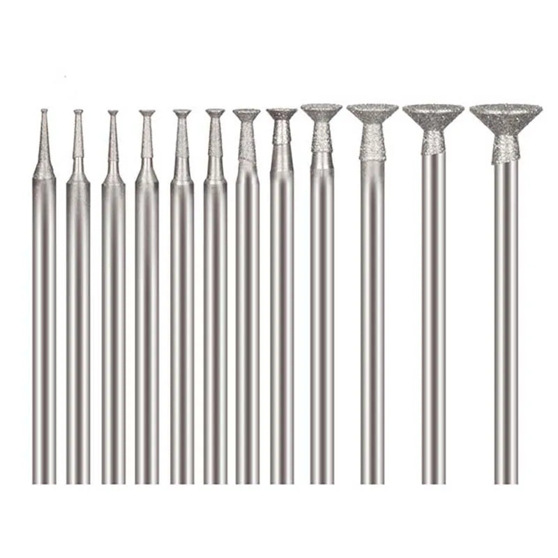 Low-Angle C2 Pins for Wood Jade Carving Micro-Motor Consumables Tools Diamond Grinding Engraving Jewelry Tools Equipment