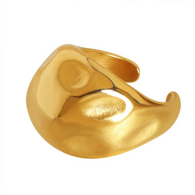 Minos Trendy Fashion New Style Personalised Stainless Steel 18K Gold Open Ring Jewelry Waterproof Hypoallergenic IrregularFor