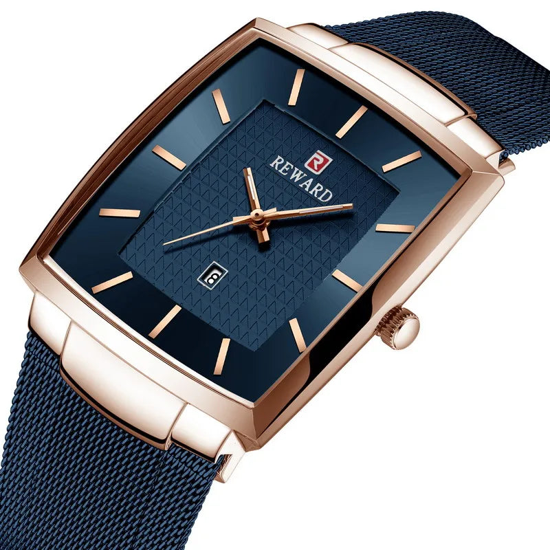 Fashion Casual Square Dial Stainless Steel Mens Quartz Watch Factory Custom Simple Luxury Business  Male Wrist  Hands Clock