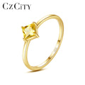 CZCITY Wedding Eternal Band Jewelry 925 Silver Yellow Gold Diamond Cubic Zirconia Engagement Rings for Women