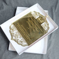 Elegant Foldable Box Laser Cut Gold Mirror Acrylic Wedding Cards with Floral Pattern Letters & Angel Style for Wedding Party