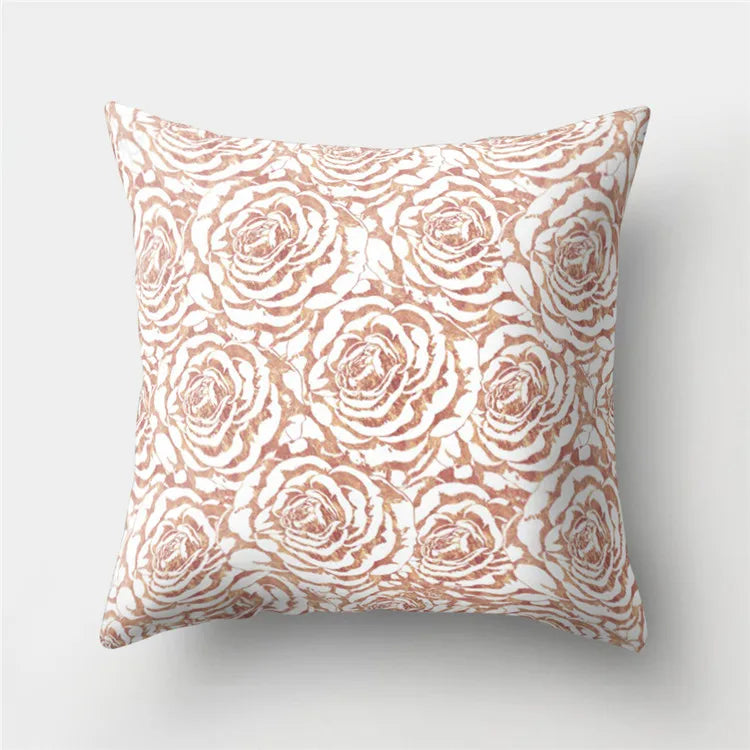 Square Decorative Cushion Covers for Sofa Couch Bed Home Decoration Gold Pink Rose Throw Pillow Covers Cases/