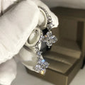Huitan Romantic Sweet Girls Shiny Flower Drop Earrings Silver Glitter Zircon Beautiful Lovely Flower Earrings Women