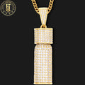 Hip Hop Jewelry Wholesale Bling Gold Plated Brass Prong Setting AAAAA Cubic Zircon Men's Vacuum Cup Necklace Pendant