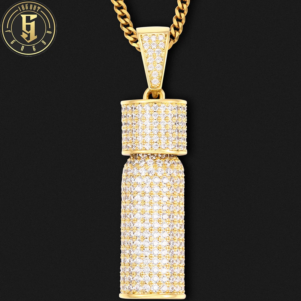 Hip Hop Jewelry Wholesale Bling Gold Plated Brass Prong Setting AAAAA Cubic Zircon Men's Vacuum Cup Necklace Pendant