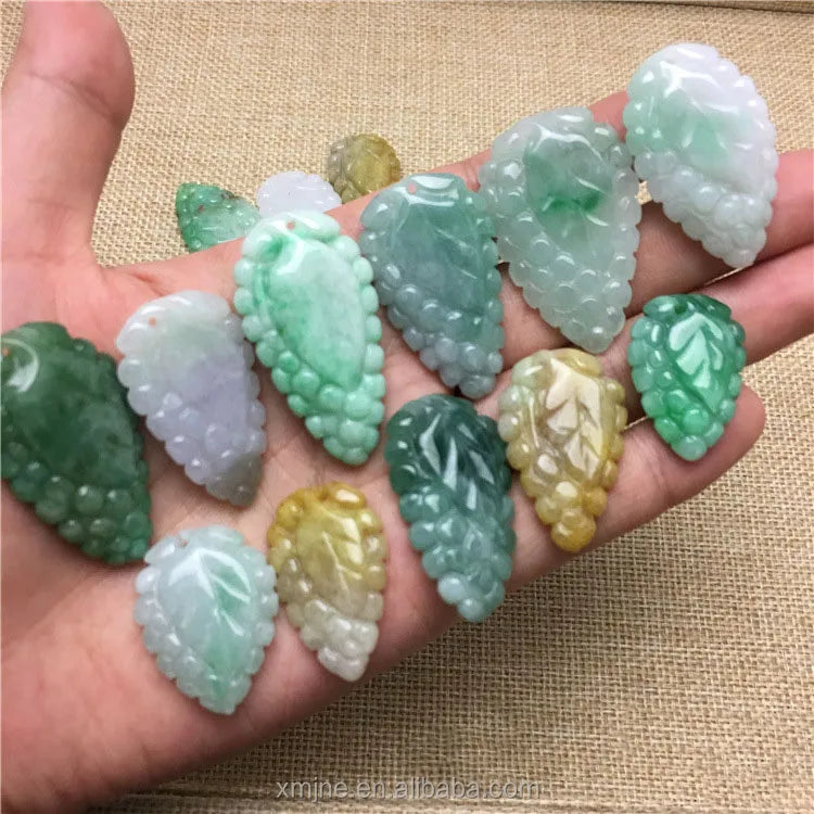 Certified Grade a Burma Jadeite  Colored Grape Diy Jade Pendant Pendant Jade Crafts Factory Wholesale