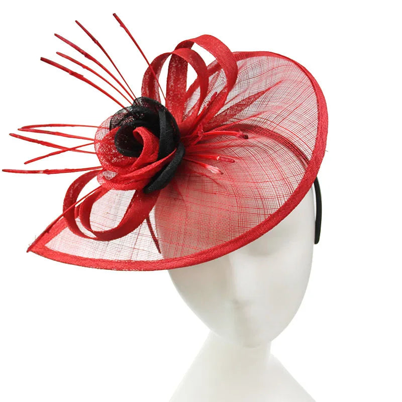 Women's Black Loyal Fascinator Flower Bow Tie Headband Hairband Party Dress Wedding Hat Bridal Hair Accessories