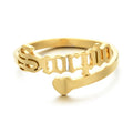 HOVANCI 3 Vintage Letter Heart Adjustable Stainless Steel Zodiac Rings for Women Accessories Jewelry