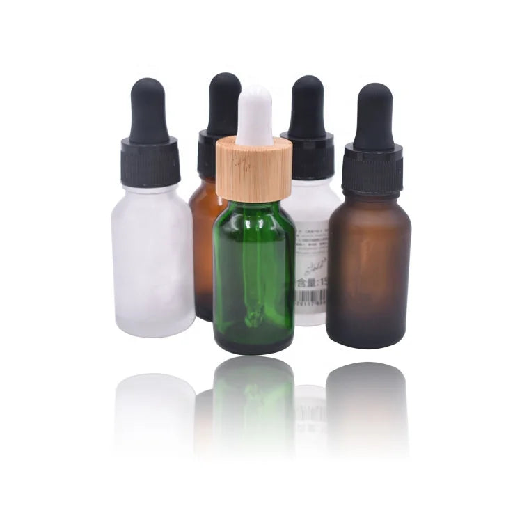 Hot Sale Empty Glass Dropper Bottle 30ml Various Color Glass Essential Oil Bottle with Bamboo Dropper
