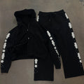 OEM Clothing Manufacturers Custom French Terry Zipper Rhinestone Hoodie and Sweatpants Set Sweat Suit Tracksuit Men