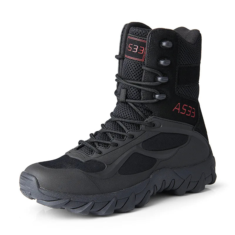 Winter Outdoor Tactical Training Boots Lighted KPU Upper Leather Anti-Slip Wear-Resistant Middle Wild Style Rubber Insole