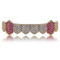 Hip Hop Grills Gold Silver Color Iced Out Micro Pave Full CZ Teeth Grillz Bottom Grills Charm for Men Women Jewelry