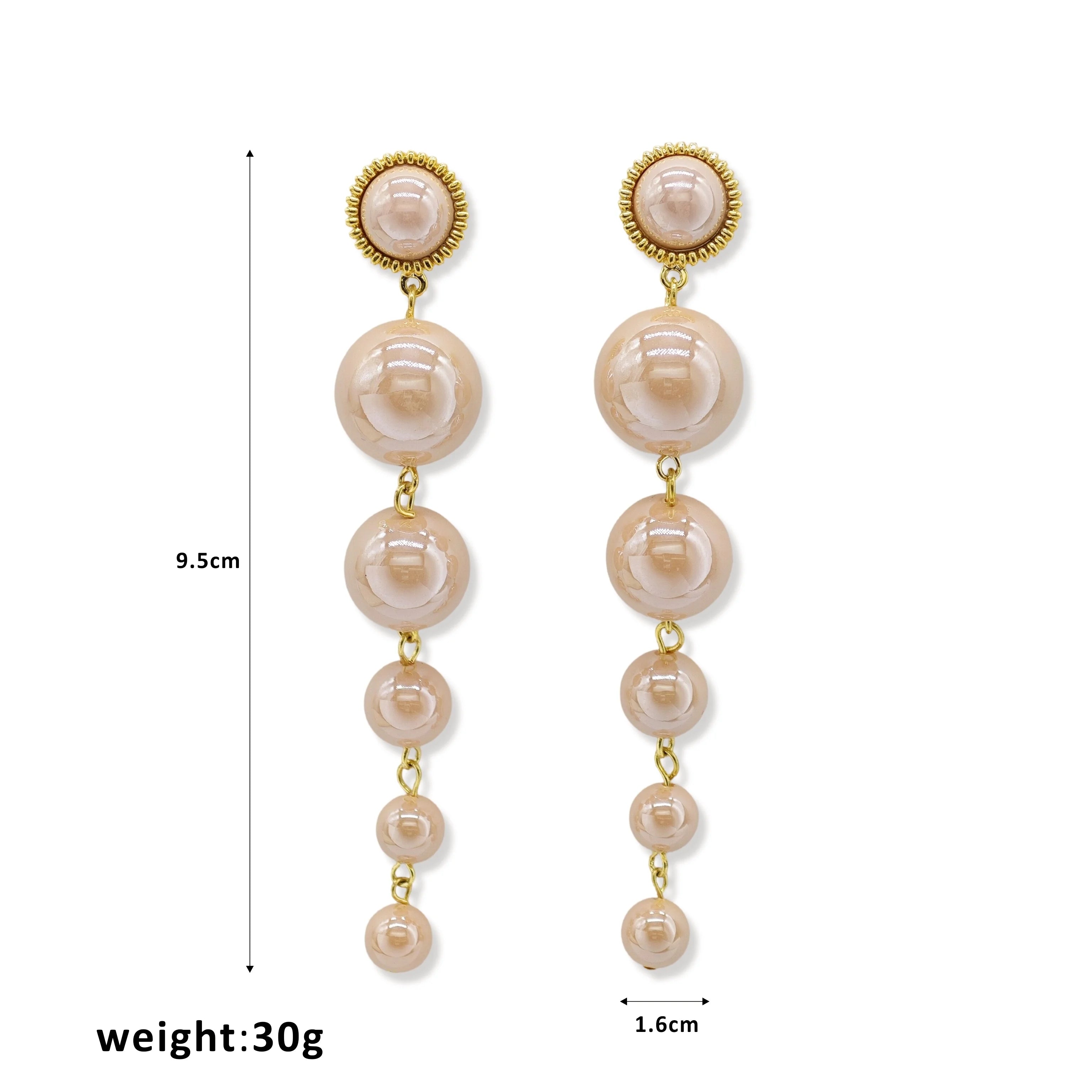 Ilona Luxury Fashion Jewelry Classic Pink Pearl Copper Drop Earrings 18K Gold Plated for Women's Wholesaling