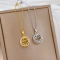 Collar De Acero Inoxidable 18k Gold Plated Stainless Steel Necklace Luxury Sparkling Zircon Clover Charm Necklace for Women