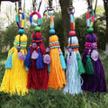 Handmade Colorful Yarn Tassels Bulk Ornament With Raw Healing Amethyst Crystal Stone for Bag Decoration