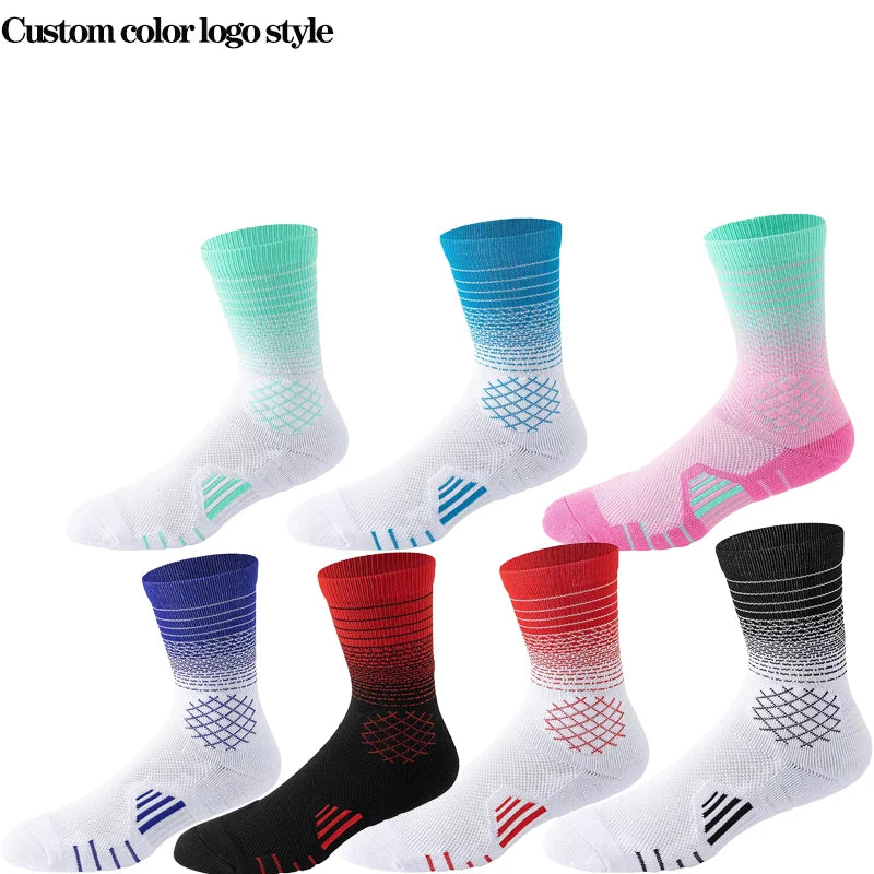 Unisex High Quality Cushioned Sports Socks Custom Crew Bottom Cuff Logo Free Size for Hiking and Basketball for Spring Season