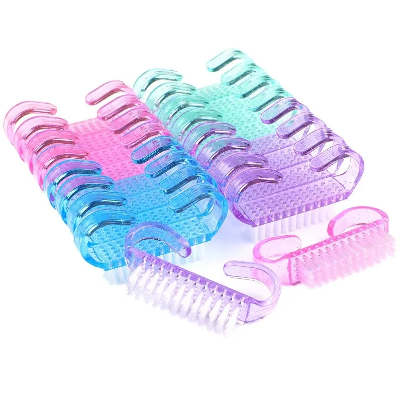 Acrylic Nail Brush Pink Color Nail Art Manicure Pedicure Soft Remove Dust Plastic Cleaning Nail Brushes File Tools Set