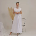 Loriya Muslim Solid Color Inner Dress Islamic Muslim Women Dress Crew Neck Sleeveless Abaya  Long Underdress Abaya for Women