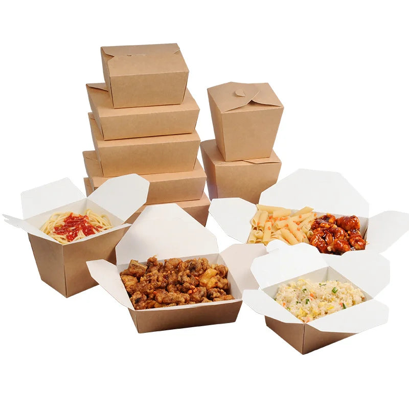 Custom Recycled Kraft Paper Take Out Lunch Box Salad Fruit Snack Cake Container Carton Food Packaging Box