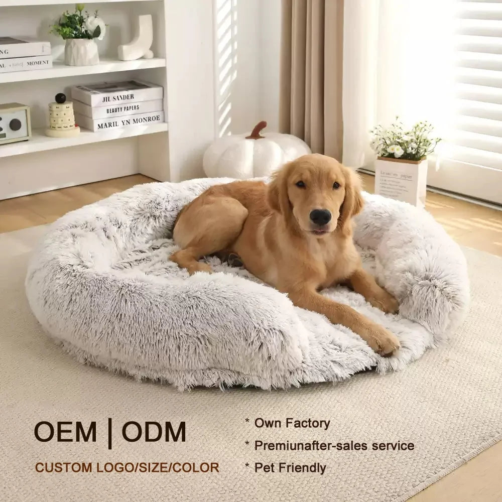 Hot Sale Four Seasons Use Removable Washable XL Solid Fashion Modern Color Customizable Plush Warm Armrest Pet Nest Bed Dogs