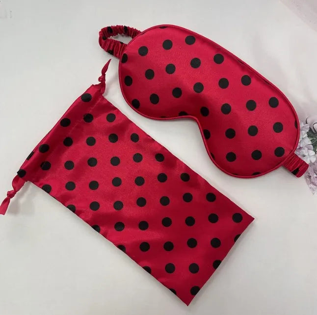 Silk satin Sleep Eye Cover Cute Lightweight Adjustable Eyeshade Mask Satin Night Eyeshade Covers with Storage Bag