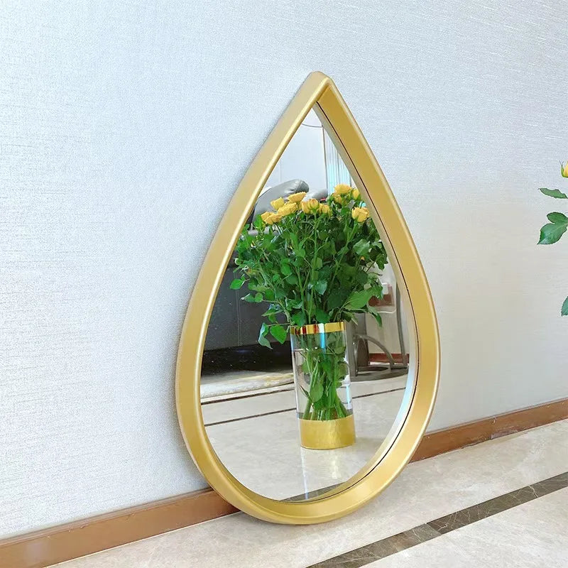 80X60CM With LED Night Light  Contemporary Mirror Wooden Frame Wall Hanging Irregular Asymmetric Makeup Decoration Features DDP