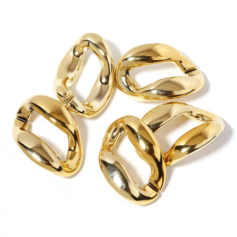 Gold Color Open Combination Plastic Acrylic Chain Link Buckle Manual Detachable Bag Decoration Glasses Jewelry Chain 25.5x38mm