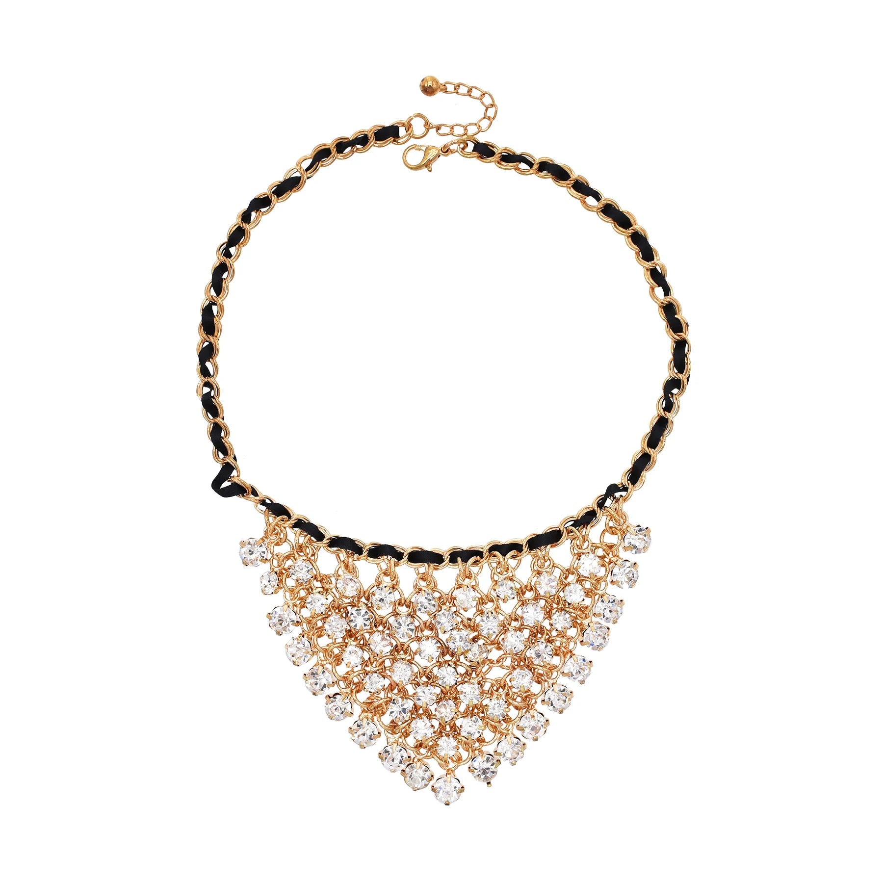 Gold Plated Silk clear Zircon Handmade Choker Necklace Women Wedding Crystal Necklace