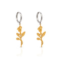 Chris April New Arrival 316L Stainless Steel Rose Flower Charms huggies Hoops Earrings for Women