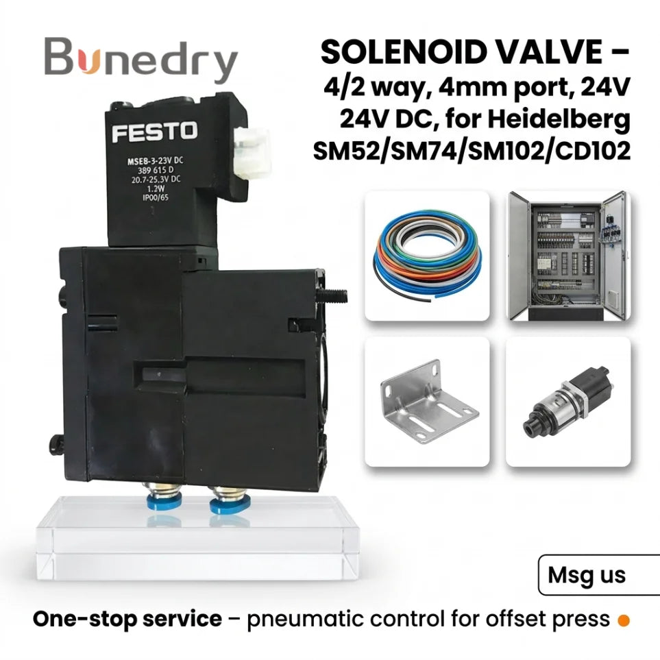 M2.184.1111/05 4/2 Way Solenoid Valve 4mm Port for Heidelberg Offset Press Pneumatic Control