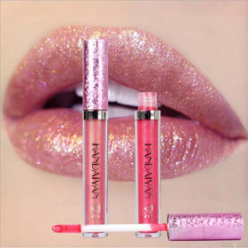 HANDAIYAN 6 Color Diamond Lip Gloss Tube Waterproof Metallic Lipstick clear Lip Gloss Tube Wholesale Lip Gloss Glitter