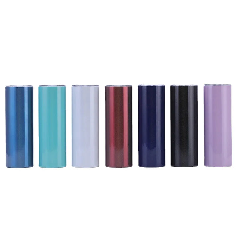 20OZ 30OZ Double Walled 500ml Skinny Sublimation Blank Straight Cup Stainless Steel Tumblers Beer Water Bottle with Lid