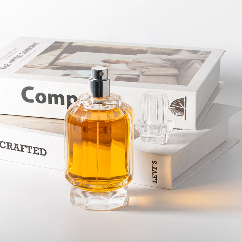 100ml Clear Round Delicate Perfume Empty Glass Bottle Portable Crown Cap Perfume Fine Mist Spray Refillable Bottles