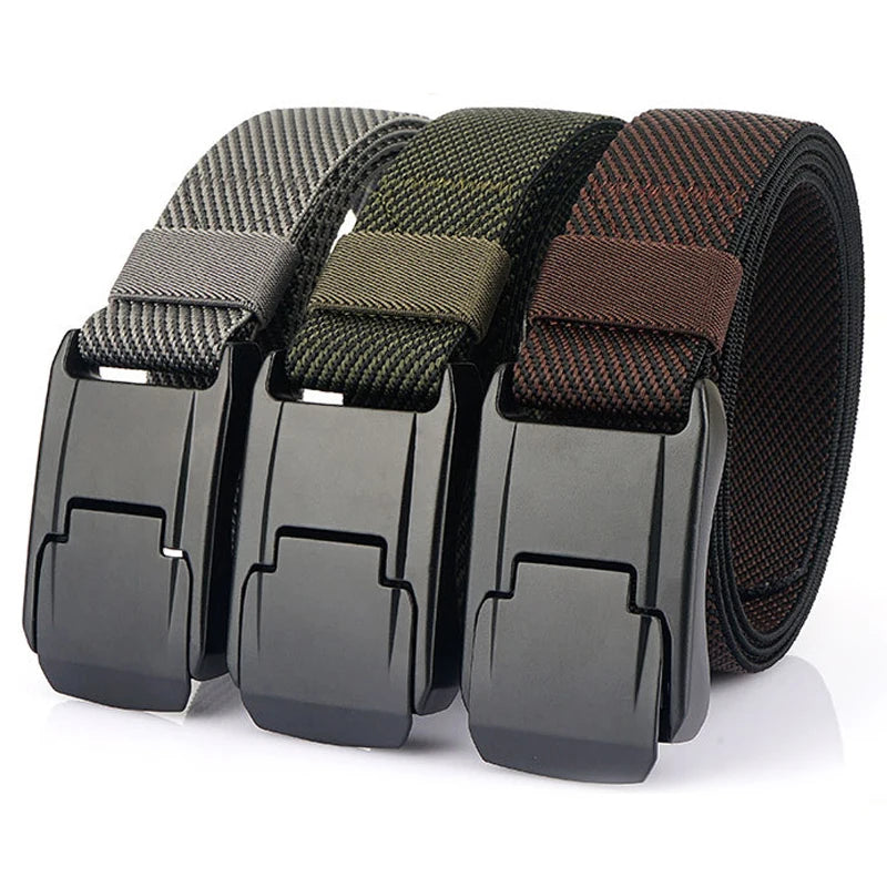 Wholesale Men's Stretch Belts 3.8 cm Wide Metal Buckle Fashion Casual Jeans Elastic Webbing Golf Belts