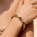 2025 Wholesale 18k Gold Stainless Steel Bracelet Inlaid Zircon Fashion Light Luxury Waterproof Open Bracelet for Women