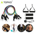 TOPKO 5 Levels Adjustable Gym Fitness Workout Elastic 11pcs Tpe Latex Resistance Bands Tube Set with logo