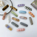 DOWELL Korean Fashion Retro Plaid Oval Simple One Word Princess Acetate Ponytail Hair Spring Clips