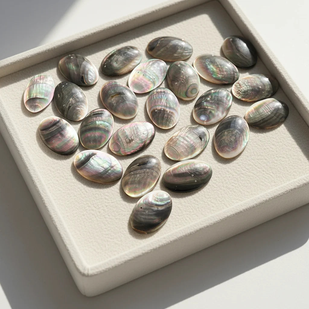 Custom Grey Mother of Pearl Natural Loose Gemstone Premium Gemstone Supplier Oval Shape High-quality Natural Stone Cabochon