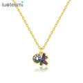 LUOTEEMI Babygirl Cute Multi Color CZ Gold Plated Zircon Letters Necklace OK Pendant Necklaces