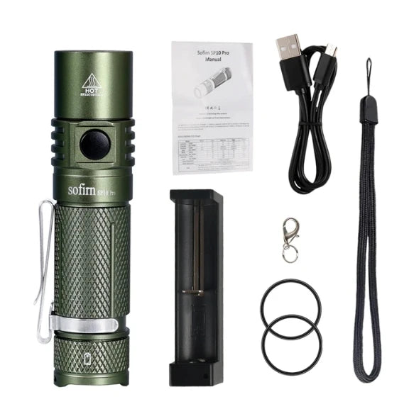 SP10 Pro LH351D 900lm Portable 14500 AA Flashlights EDC Torch IPX8 Mini LED Flashlight with Low Voltage Protection