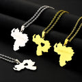 Stainless Steel Venezuela Map Chain Necklace 18K Gold Plated Venezuela National Flag Map Pendant Chain Necklace