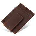 Wholesale Vintage Genuine Leather Magnetic Money Clip RFID Blocking Card Holder Men Cow Leather Strong Magnet Money Clip