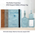 Customized Design Rfid Blocking Passport Holder Travel Wallet Cover Gift Leather Passport Holder and Luggage Tag Set