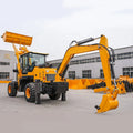High Work Efficiency Mini Diesel Wheel Backhoe Loader Excavator with Front Loader