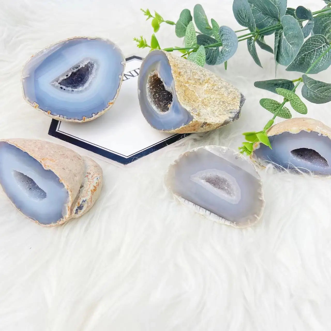 Hot Sale Agate Geode Druzy Mineral Healing Crystal Grey Agate Geode for Decoration
