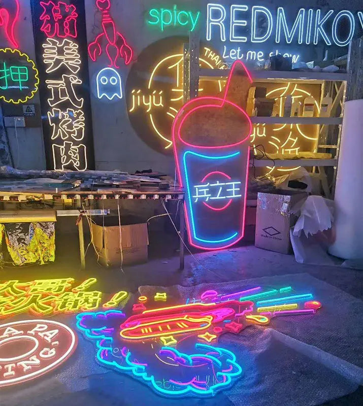 Custom PVC Neon Light Signs with LED Tube Multi-color Wall-mounted for Wedding Bar Party Shops and Home Decorations